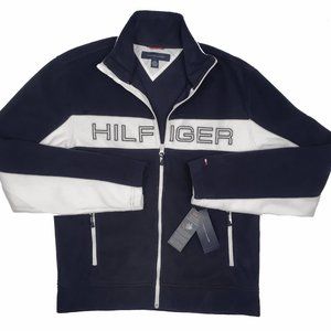 NEW Vintage Tommy Hilfiger Fleece Pullover Jacket!  Navy & White  Big Hilfiger
